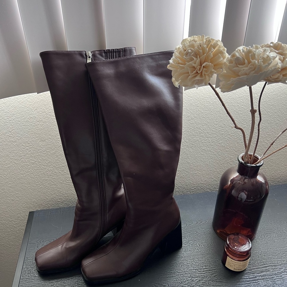 Princess Polly Dark Brown Heeled Boots